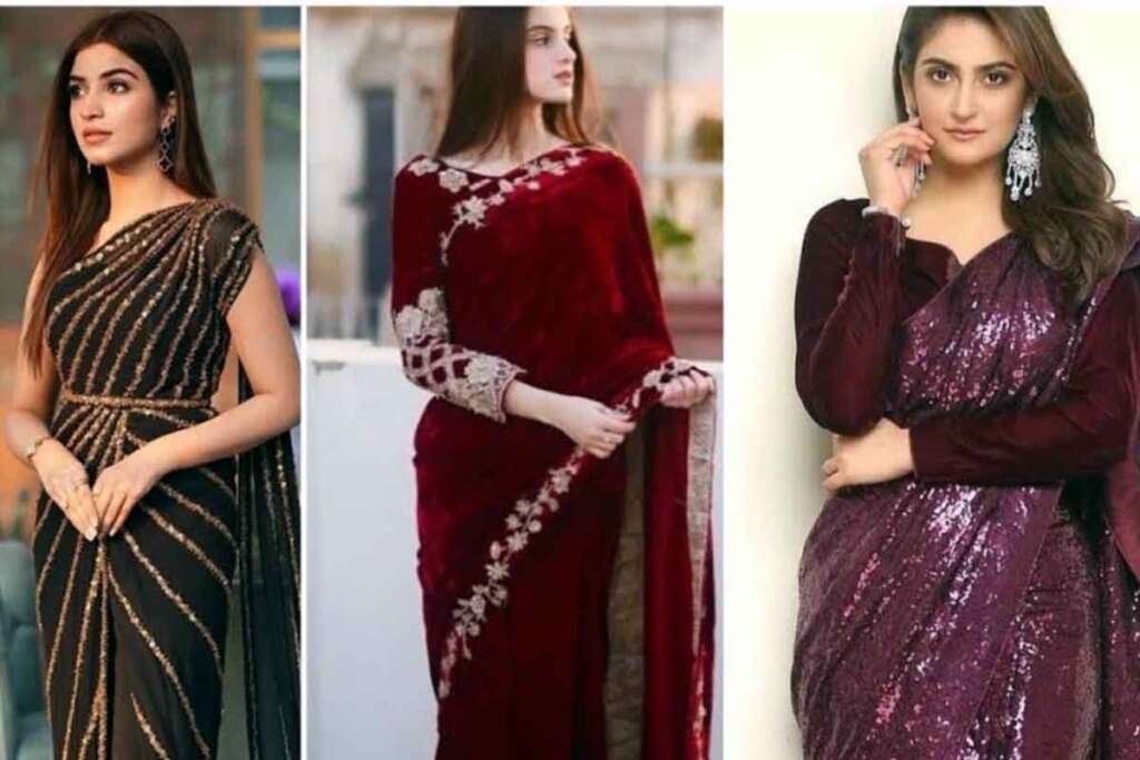 Unique features of a Pakistani designer saree.